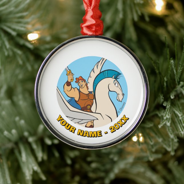 Hercules Riding Pegasus Metal Ornament Aus Metall (Baum)