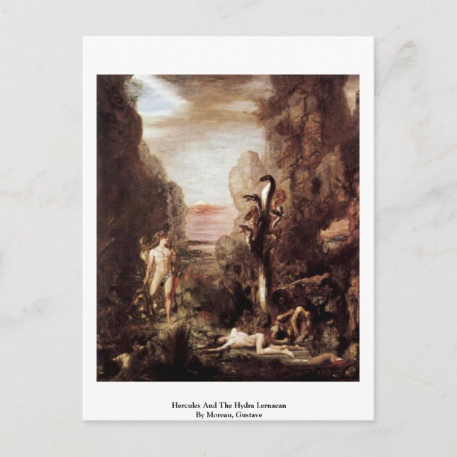 Hercules und die Hydra Lernaean von Moreau, Gustav Postkarte (Vorderseite)