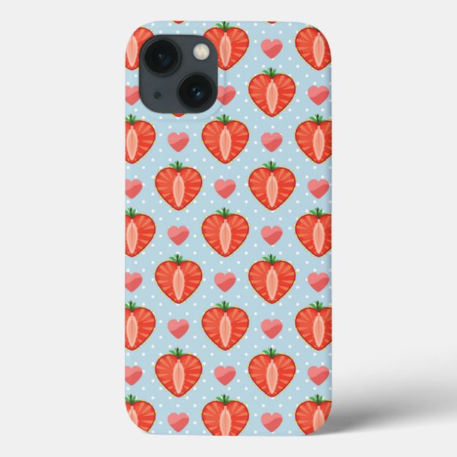 Herdbeeren mit Polka-Punkten und Herz Case-Mate iPhone Hülle (Rückseite)