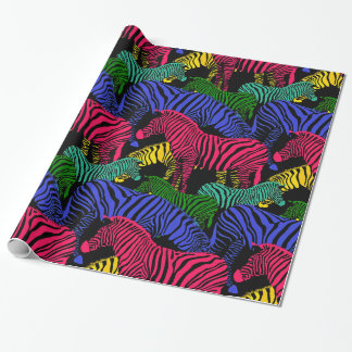 Herde des Fantasie farbigen Zebra Geschenkpapier