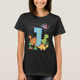 Herde Niedlicher Dinosaurier 1. Geburtstag 1 Jahr T-Shirt