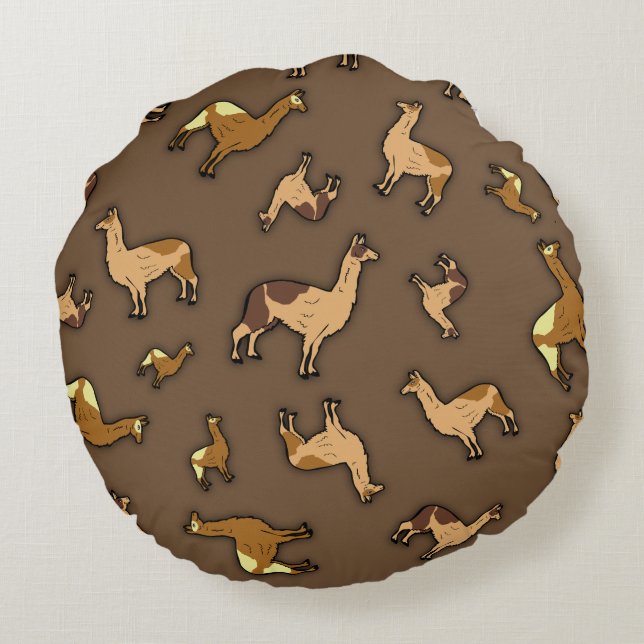 Herde von Llamas Rundes Kissen (Rückseite)