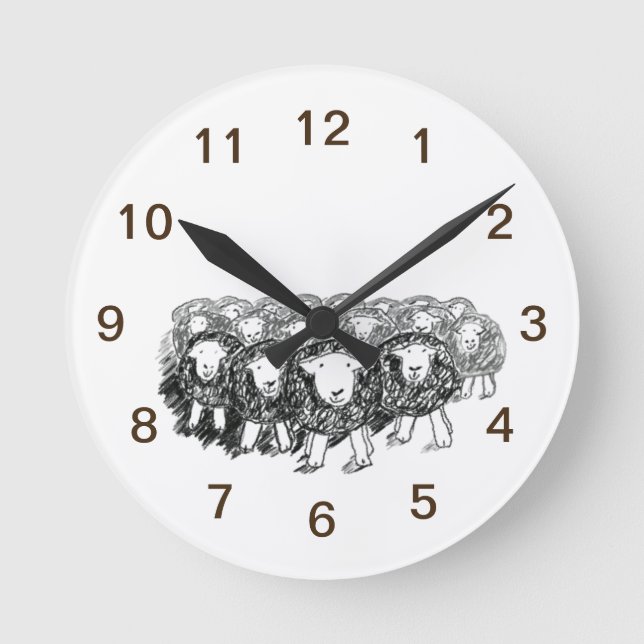 Herdwick Flock Clock Runde Wanduhr (Vorderseite)