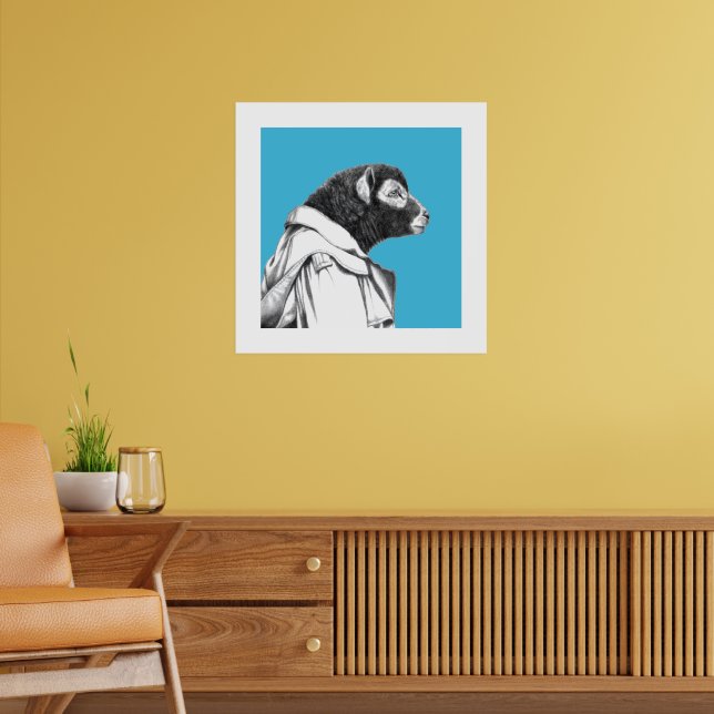 Herdwick Lamb in Trench Coat (Old School Blue) Poster (Wohnzimmer 2)