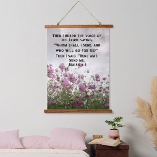 Here Am I, Send Me — Rustic Faith Wandteppich Mit Holzrahmen