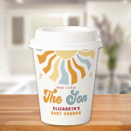 Here come the son - Sun Retro Baby Shower Party Pappbecher