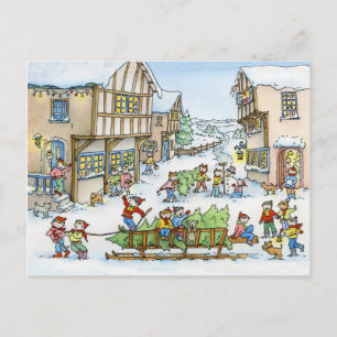 Here Comes the Christmas Tree Postcard Feiertagspostkarte