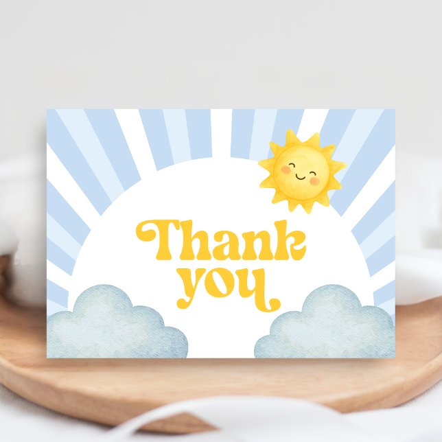 Here Comes the Son Baby Shower Dankeskarte (Here Comes the Sun Baby Shower Thank You Card)