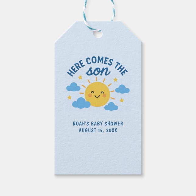 Here Comes the Son Baby Shower - Sunshine  Geschenkanhänger (Vorderseite)
