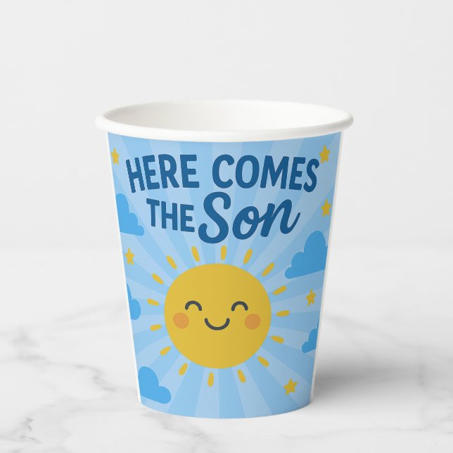 Here Comes the Son Baby Shower- Sunshine  Pappbecher (Vorderseite)