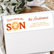 Here Comes the SON Boho Baby Shower Return Address