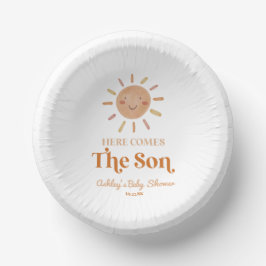 Here Comes The Son Boho Bohemian Retro Baby Shower Pappteller