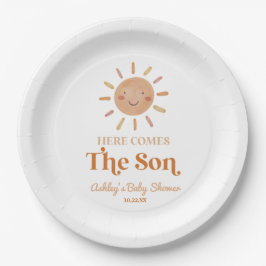 Here Comes The Son Boho Bohemian Retro Baby Shower Pappteller
