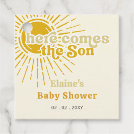 Here comes the son boho retro baby shower  geschenkanhänger