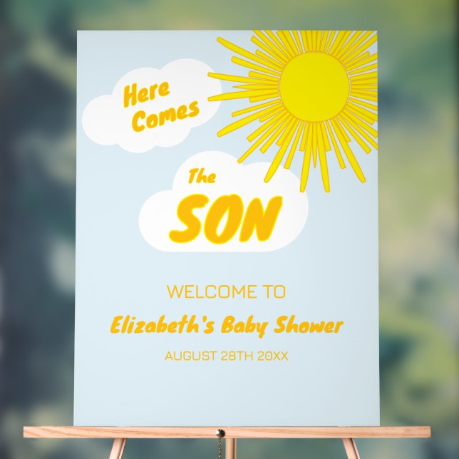 Here Comes The Son Boy Baby Shower Acrylschild (Neutral)