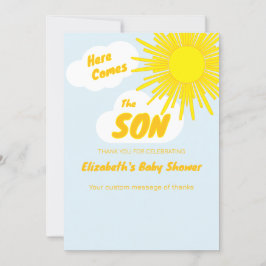 Here Comes The Son Boy Baby Shower Dankeskarte