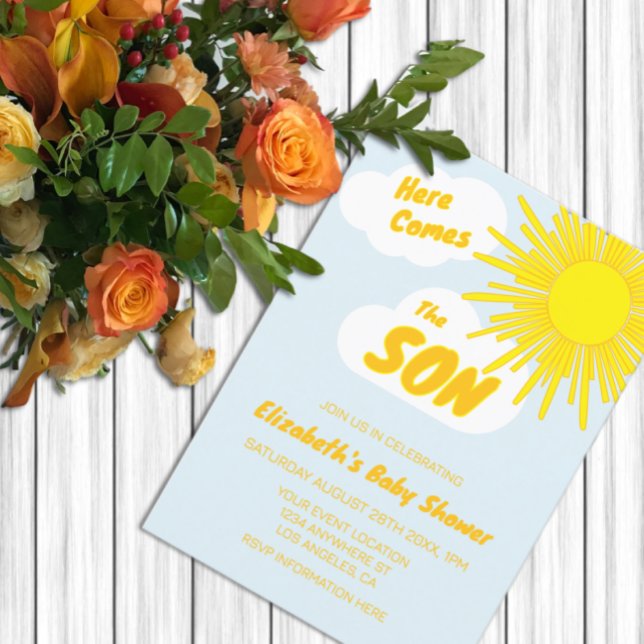Here Comes The Son Boy Baby Shower Einladung (Von Creator hochgeladen)