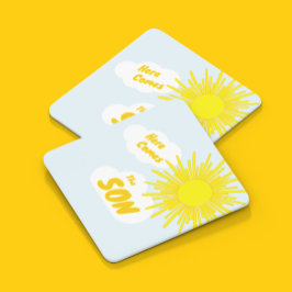 Here Comes The Son Boy Baby Shower Rechteckiger Pappuntersetzer