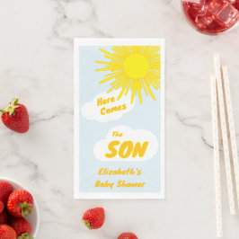 Here Comes The Son Boy Baby Shower Serviette