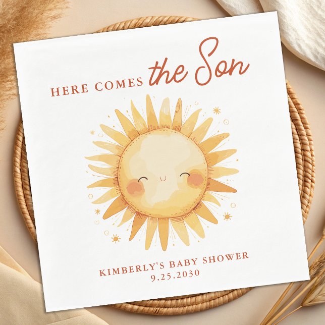 Here Comes The Son Cute Sunshine Boho Baby Shower Serviette (Von Creator hochgeladen)