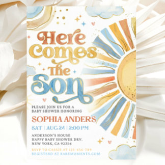 Here Comes the Son Sunshine Baby Shower Invitation