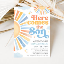 Here Comes the Son Sunshine Baby Shower Invitation