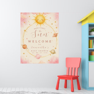 Here Comes the Sun Baby Girl Shower Begrüßungspost Poster