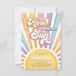 Here Comes the Sun: Boho Sunshine Girl Baby Shower Einladung