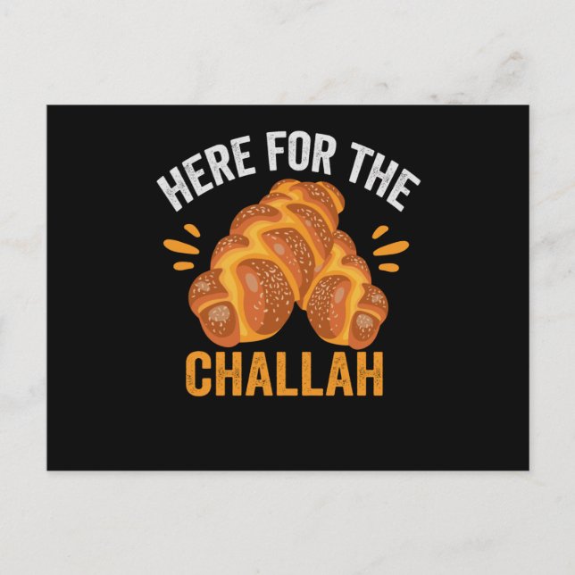 Here For the Challah Funny Jewish Hanukkah Bread Postkarte (Vorderseite)