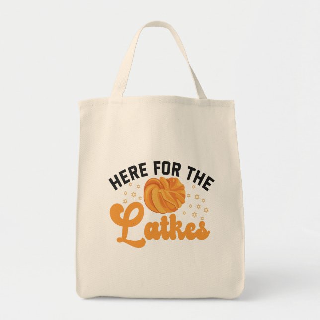 Here For The Latkes Funny Jewish Hanukah Holiday Tragetasche (Vorne)