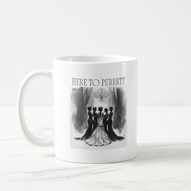 Here to Purrrty – Cat Bridal Party Bachelorette Kaffeetasse (Links)
