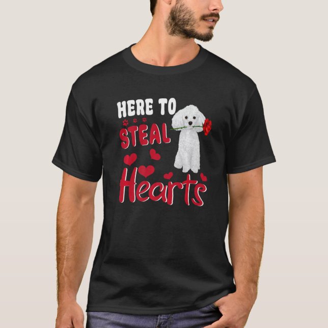 Here To Steal Hearts Funny Toy Poodle Dog Valentin T-Shirt (Vorderseite)