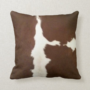 Hereford Brown und weißer Imitat-RindlederThrow Kissen