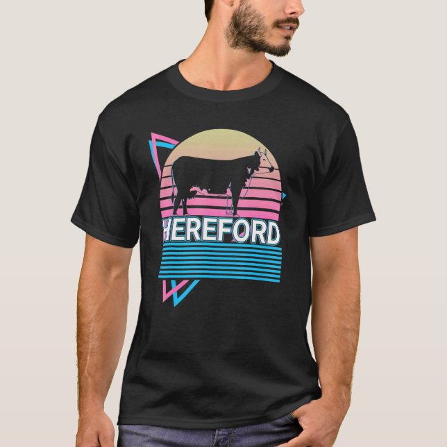 Hereford Cattle Hereford Cow Bauer Retro T-Shirt (Vorderseite)