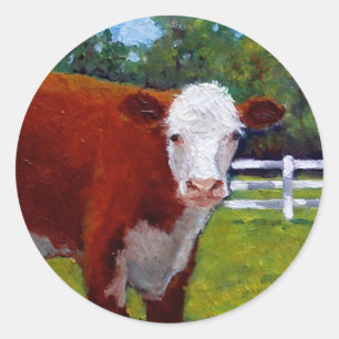 HEREFORD FÄRSEN-KUH-KUNST RUNDER AUFKLEBER