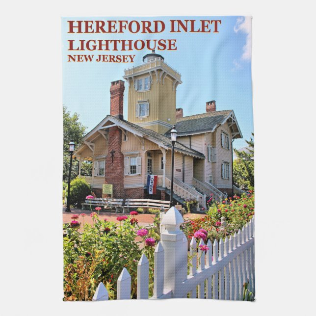 Hereford Inlet Lighthouse, New Jersey Teetuch Geschirrtuch (Vertikal)
