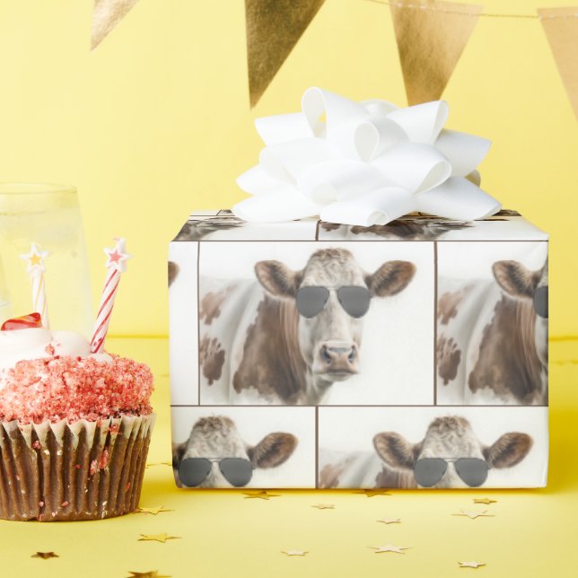 Hereford Kuh mit Sonnenbrille Geschenkpapier (Geburtstagsparty)