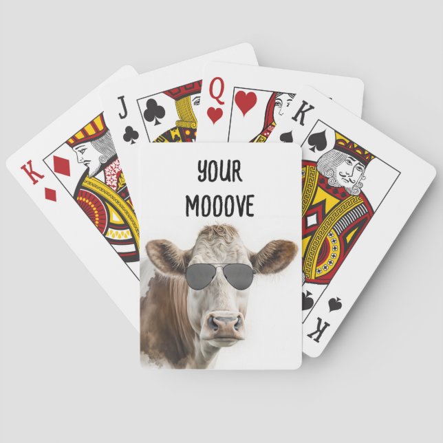 Hereford Kuh mit Sonnenbrille Spielkarten (Rückseite)