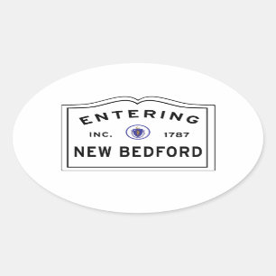 Hereinkommendes New-Bedford MA Zeichen Ovaler Aufkleber