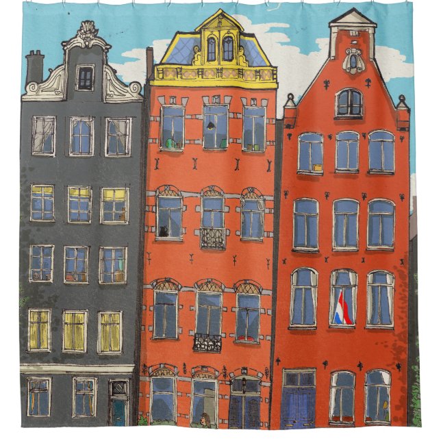 Herengracht Canal Amsterdam Niederlande Duschvorhang (Vorderseite)