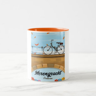 Herengracht Canal Amsterdam Reiseplakat Zweifarbige Tasse