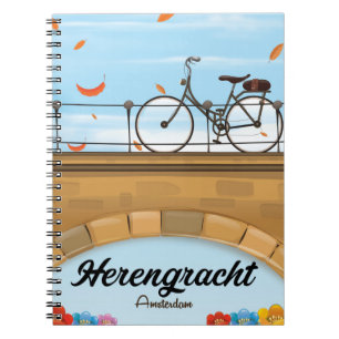 Herengracht-Kanal Amsterdam Reiseplakat Notizblock