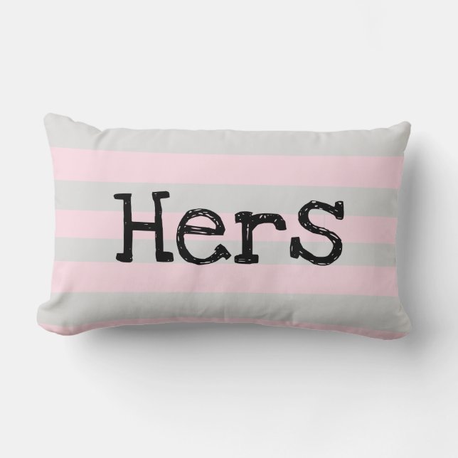 HERES "I Liebe Ihm" Pink und grau weiche Pastellki Lendenkissen (Vorderseite)