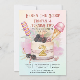 Here's The Scoop 2nd Birthday Ice Cream Party Einladung