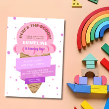Here's The Scoop Ice Cream Sweet Pink Birthday
