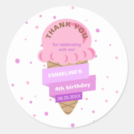 Here's The Scoop Ice Cream Sweet Pink Birthday Runder Aufkleber
