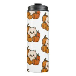 Herfst Drinkfles met Pomeranian en Pompoen Thermosbecher