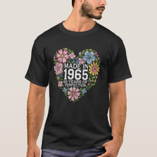 Hergestellt 1965 60 Jahre der Perfektion Herz Blum T-Shirt