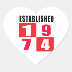 Hergestellt 1974 Geburtstags-Entwürfen Herz-Aufkleber