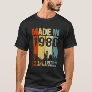 Hergestellt 1980 43 Jahre Awesome Sein T-Shirt